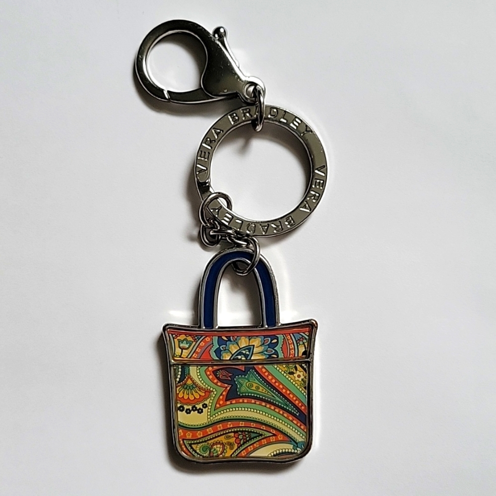 Vera Bradley Tote Around Keychain Marina Paisley Key Hook Keyring 12700-141